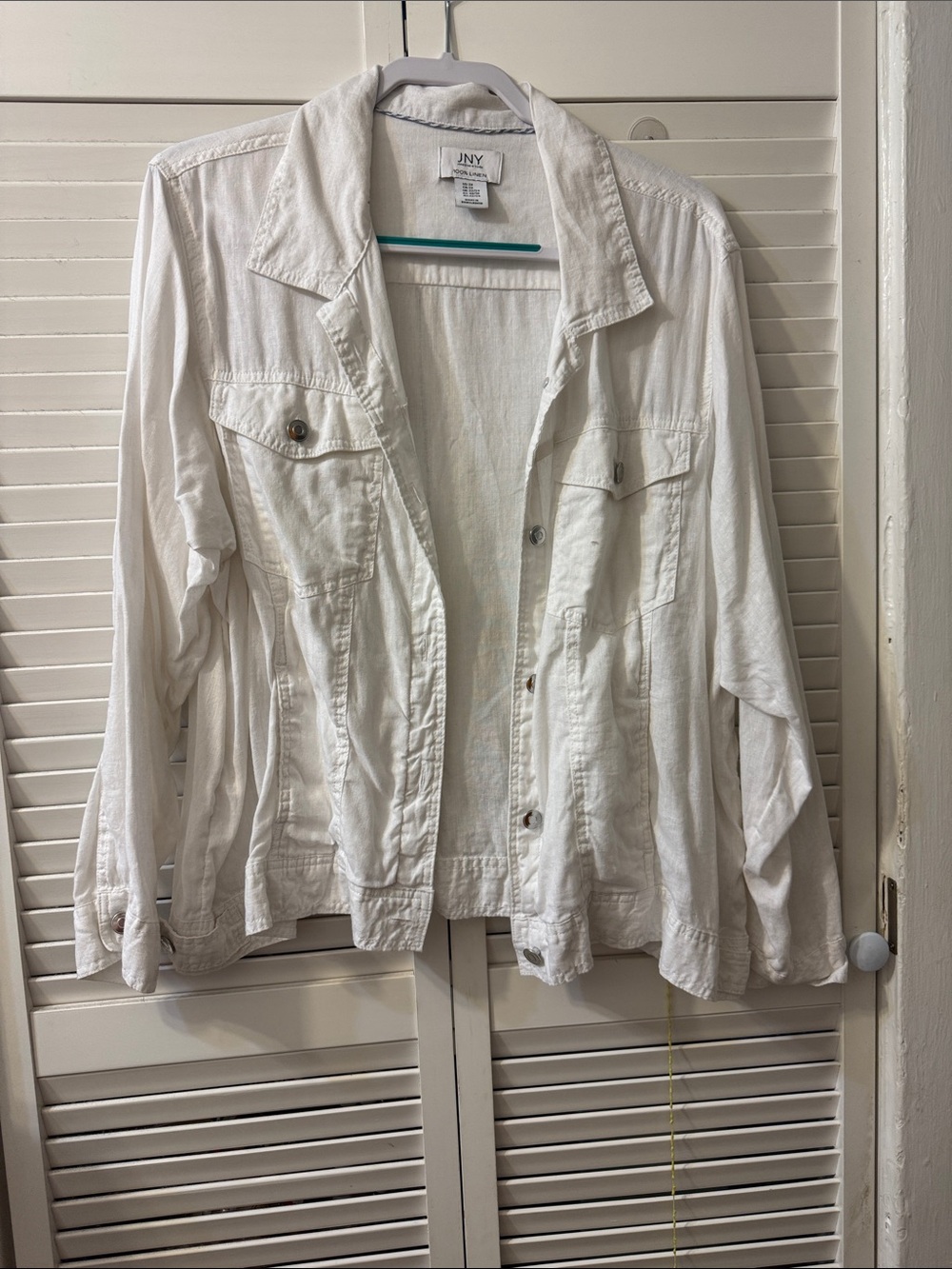 Jones New York White Linen Jean Jacket - Lightweight Button-Front